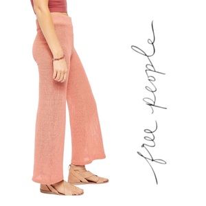 FREE PEOPLE Coral Pink Knitted wide Leg Pants